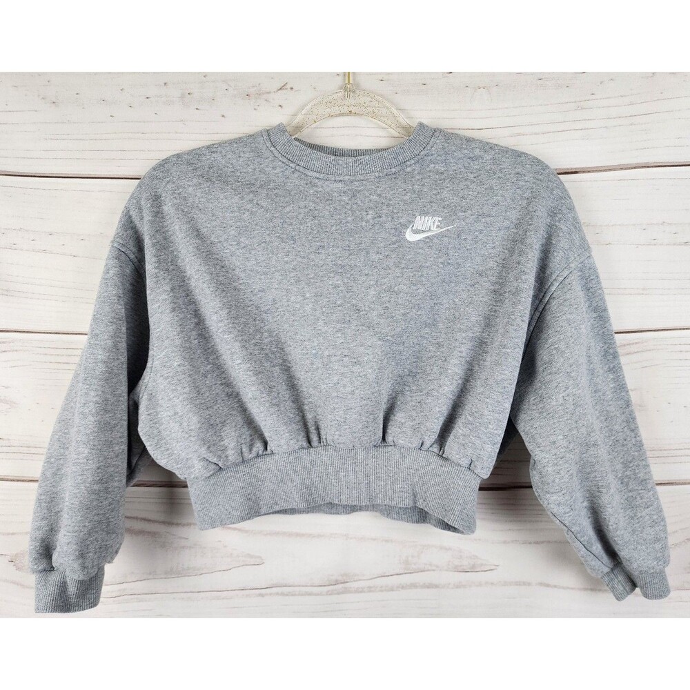 Nike cropped crewneck pullover Grey Girls 6 7 Small